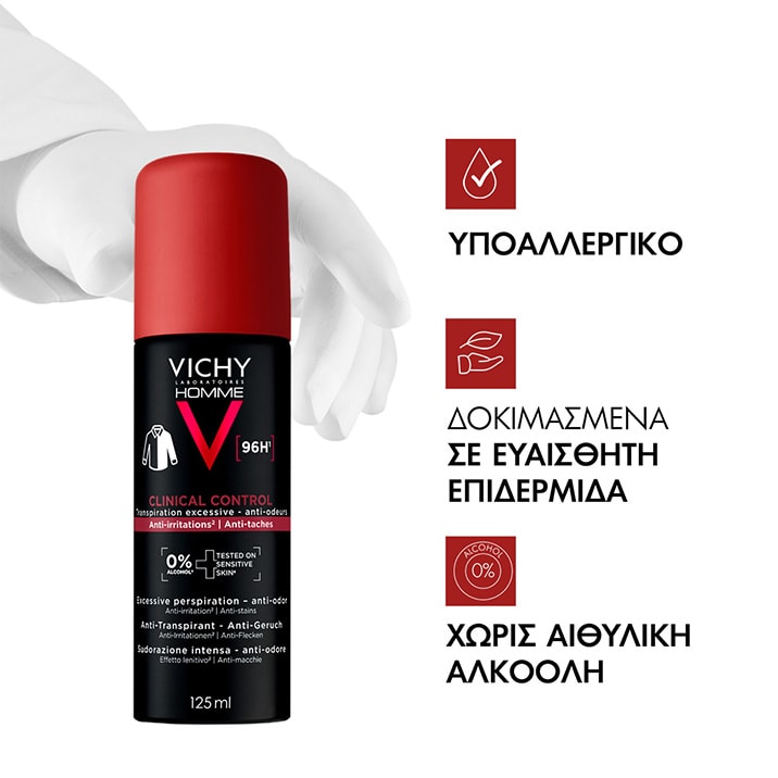 Homme Clinical Control 96h Ανδρικό Υποαλλεργικό Αποσμητικό Σπρέι