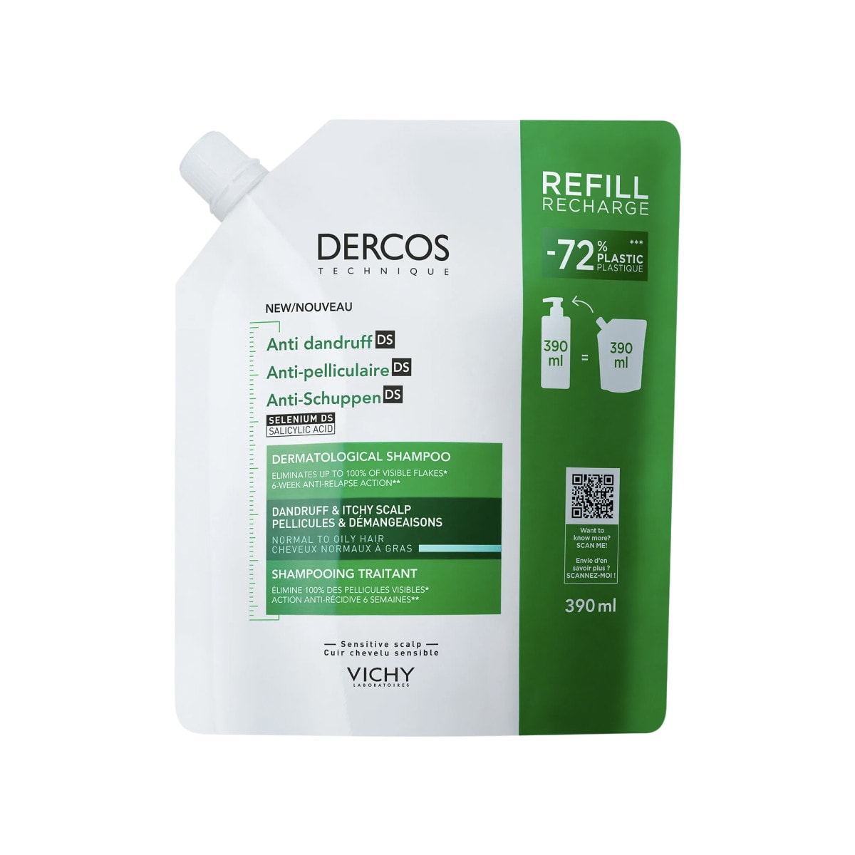 Dercos Refill Αντιπιτυριδικό Σαμπουάν για Κανονικά & Λιπαρά Μαλλιά